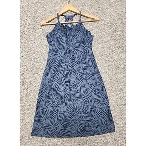 Eddie Bauer Size M Womens Gray Tropical Stretch Halter Neck open Back